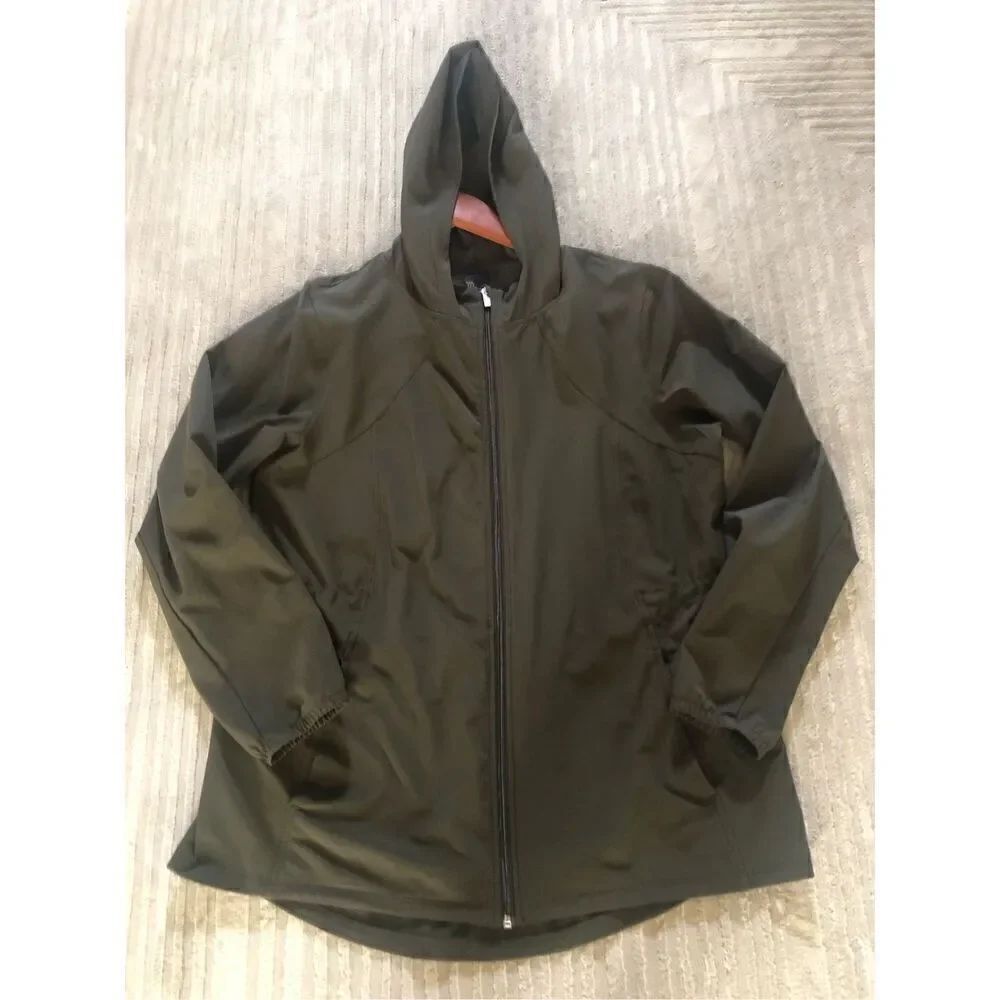 Women's All In Motion Zip Up Green Knit Sweat Jacket Size M - Picture 8 of 11